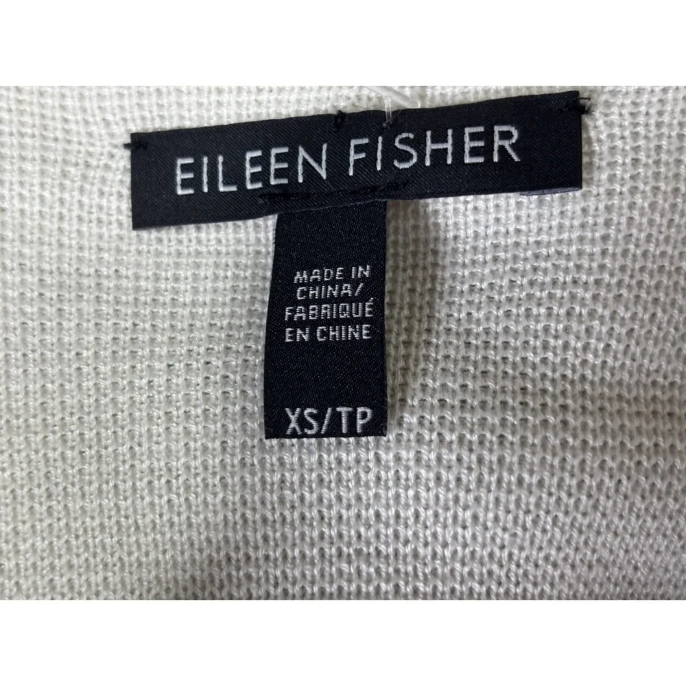 Eileen‎ Fisher Womens XS Bone Silk Organic Cotton Cardigan Open Front Minimalist